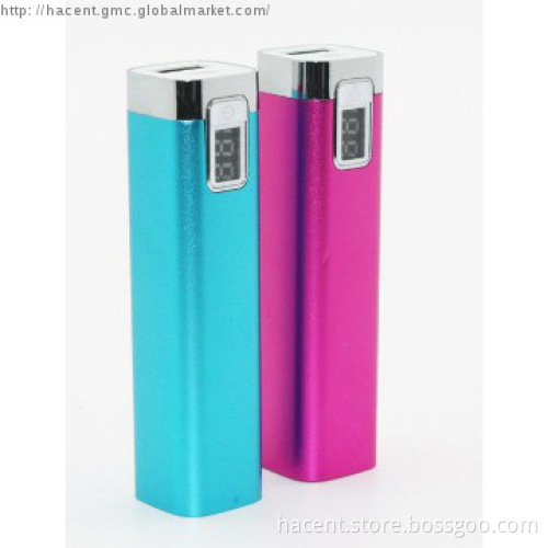 lipstick 2600mAh metal case power bank with lcd power display